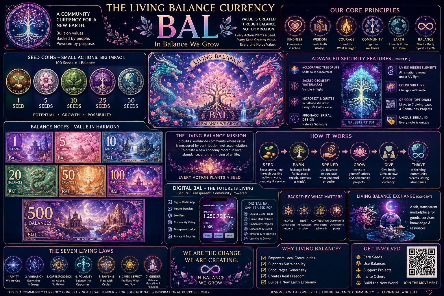 The Living Balance Currency — Landscape Chart
